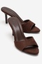 Varelan Brown Suede Women's Thin Heeled Slippers