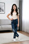 Girl's Dark Blue Ripped Detailed Mom Jean Denim Pants - Stonewashed Denim