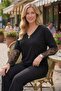 Women's Stylish and Comfortable Cut Black Lace Sleeve Plus Size Blouse - 8