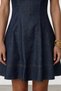 Women's Navy Blue Waist-Slit Collar Sleeveless Summer Stylish Mini Length Denim Jean Dress - 2