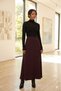 Women's Flared Claret Red Color Zipper Detailed Summer Long Skirt 18264 - 5