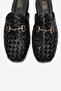 Senia Black Knitted Genuine Leather Buckle Closed-Front Women's Slippers - 2