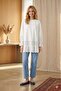 Women's Lace and Ruffle Detailed Combed Cotton Crew Neck Tunic 10773