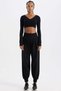 V-Neck Extra Soft Crop Top Black - 6