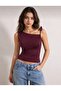 Women's Fitted/Asymmetrical Collar Sleeveless Tie Detailed Stretchy Viscose Blouse 0092 - 2