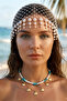 Stone-Encutured Beaded Net Hair Accessory Stylish Hair Bandanas - 2