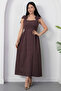 Square Neck Shoulder Bow Gathered Dress 2026-4570 - 3