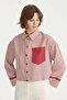 Striped Crop Linen Shirt Burgundy - 2