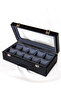 10-Piece Premium Watch Box, Faux Leather Covered, Special Design with Glass, Accessory Organizer - 3