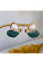 Kpe-2002 Emerald Baroque Pearl Detailed Organic Form Earrings - 4