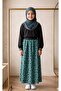 Lined Aqua Green Polka Dot Long Maxi Skirt - Patterned Skirt with Elastic Waist - 2