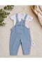 2-Piece Baby Set with Straps and Denim Overalls – Stylish Summer Combination with White T-Shirt - 3