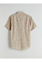 Lcw Vision Beige Slim Fit Short Sleeve Patterned Poplin Men's Shirt - 6