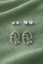 Minimal Face Figured Earrings & Stone Earrings Set – Combination Set (Silver Color)