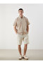 Lcw Vision Beige Slim Fit Short Sleeve Patterned Poplin Men's Shirt - 2