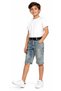 Boy's Blue Color Jeans Shorts with Embroidered Belt, Pockets and Zipper Closure - 2