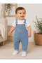 2-Piece Baby Set with Straps and Denim Overalls – Stylish Summer Combination with White T-Shirt - 2