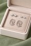 Minimal Face Figured Earrings & Stone Earrings Set – Combination Set (Silver Color) - 5