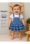 👉   Baby Girl Denim Gilet Dress Set 2-Piece – Ruffle Denim Dress with Straps + T-Shirt - 3
