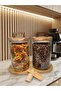 1000 ml Glass Vacuum Jar with Acacia Lid and Bamboo Base, 2-Pack