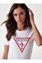 Women's White Logo Printed T-Shirt Ss Cn Original Tee Cotton Short Sleeve Basic T-Shirt - 3