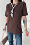 Women's Scarf Detailed T-Shirt – Short Sleeve Stylish Basic - 4