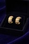 Embossed Half Hoop Earrings with Stones - Modern Form (Gold Color) - 4