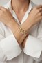 Gold Color Zircon Stone and Pearl Heart Figured Charm Bracelet