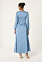 Satin Dress with Broches Details - 5