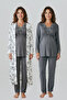 Maternity Set 3-Piece Set - Elegant Lace Maternity Pajama Set - Cotton Set with Dressing Gown and Nursing Features
