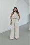 Beige Sims Halter Neck Linen Set