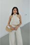 Beige Sims Halter Neck Linen Set - 2