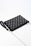 Women's Ring Silver Stone Suede Portfolio Handbag with Ankle Strap and Chain Strap - 4