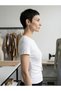 Women's White Corded Camisole Gold Double-Breasted Buckle Detailed Short Sleeve Blouse - 3