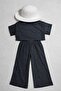 Hat, Fully Stoned Wrinkled Fabric Crop Top & Wide-Legged Trousers Girls' Set - 7