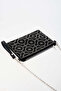 Women's Ring Gold Stone Suede Portfolio Handbag with Ankle Strap and Chain Strap - 3