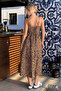 New Season Women's Rope Strap V-Neck Long Leopard Patterned Single Jersey Summer Comfortable Dress - 3