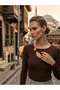 Women's Ribbed Camisole Slim Fit Blouse with Chest Window Detail and Sun Protection Accessories