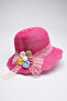 Gift for Girls: Summer Daisy Detailed Pink Beach Hat |   Boho Style Tulle Detailed Model