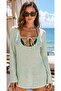 Front Tie Cotton Beachwear Beach Dress Green 8073-E - 2