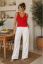 Women's Ribbed Waist-Fitted Knitwear Athlete V-Neck Summer Basic Blouse Stretchy Fabric - 4