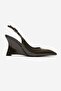 Felon Khaki Patent Leather Women's Wedge Heeled Shoes - 4