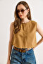 Women's Taba Flam Linen Crop Blouse Blz-19002925 - 5