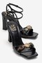 Franca Black Natural Stone Buckle Women's Block Heeled Shoes