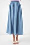 Women's Light Blue Elastic Waist Long Denim Skirt Hzl26W-Bd180621 - 3