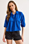 Women's Cobalt Blue Striped Balloon Sleeve Ayrobin Shirt Gml-19001445 - 3