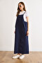 Women's Navy Blue Adjustable Strap Slim Gabardine Dress Elb-19002644 - 3