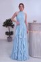 Women's Halter Neck Ruffle Homecoming Dress Long Chiffon Evening Dress Baby Blue - 3