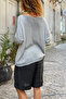 Italian Gray V-Neck Openwork Cotton Loose Woven Blouse 65 55 - 4