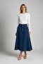 Ribbon Detail Denim Skirt - Blue - 4